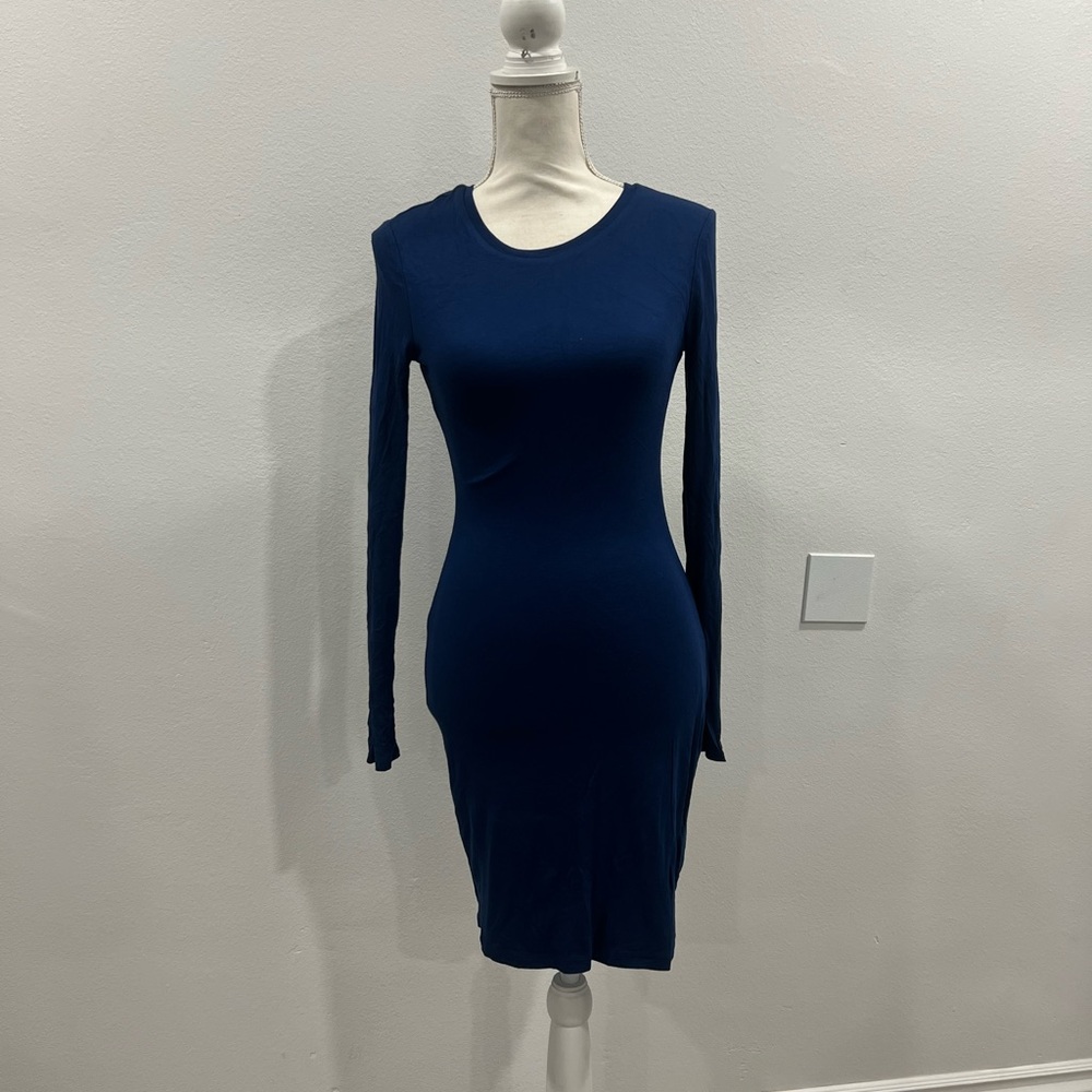 Essentials Navy Long Sleeve Dress